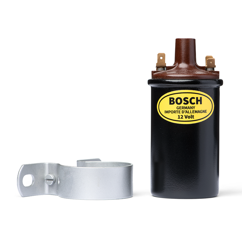 12V German Bosch Coil & Bracket - Restored by Air-Cooled Artifacts — for classic Volkswagens