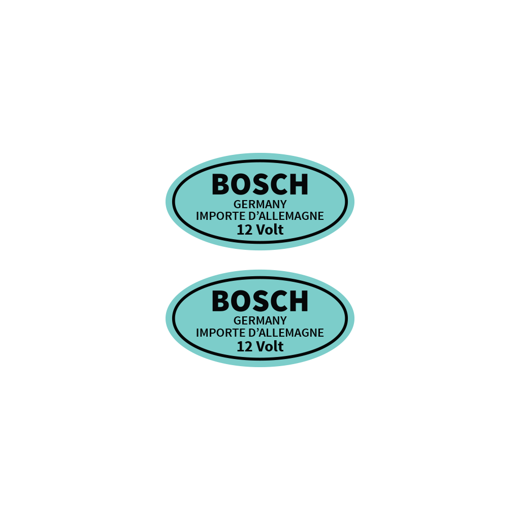 12V Bosch Coil Decal in Blue - 2 Pack — for classic Volkswagens