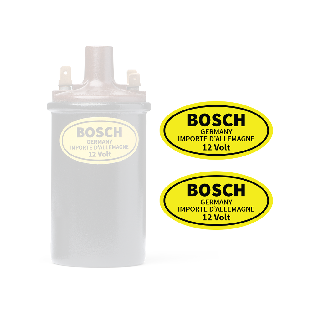 12V Bosch Coil Decal in Yellow - 2 Pack — for classic Volkswagens