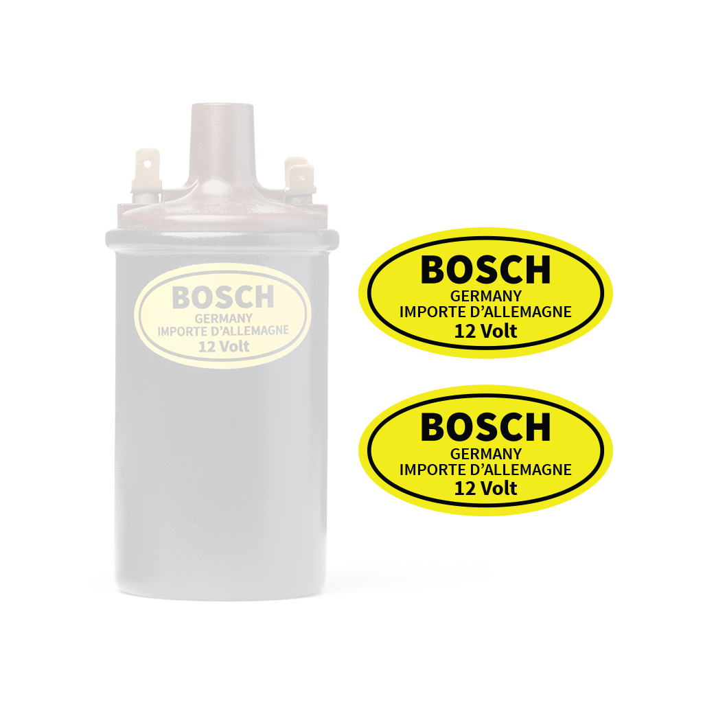 12V Bosch Coil Decal in Yellow - 2 Pack — for classic Volkswagens