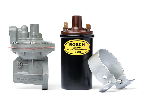 36 HP German Pierburg Fuel Pump + 6V Bosch Coil &amp; Bracket Bundle — for classic Volkswagens