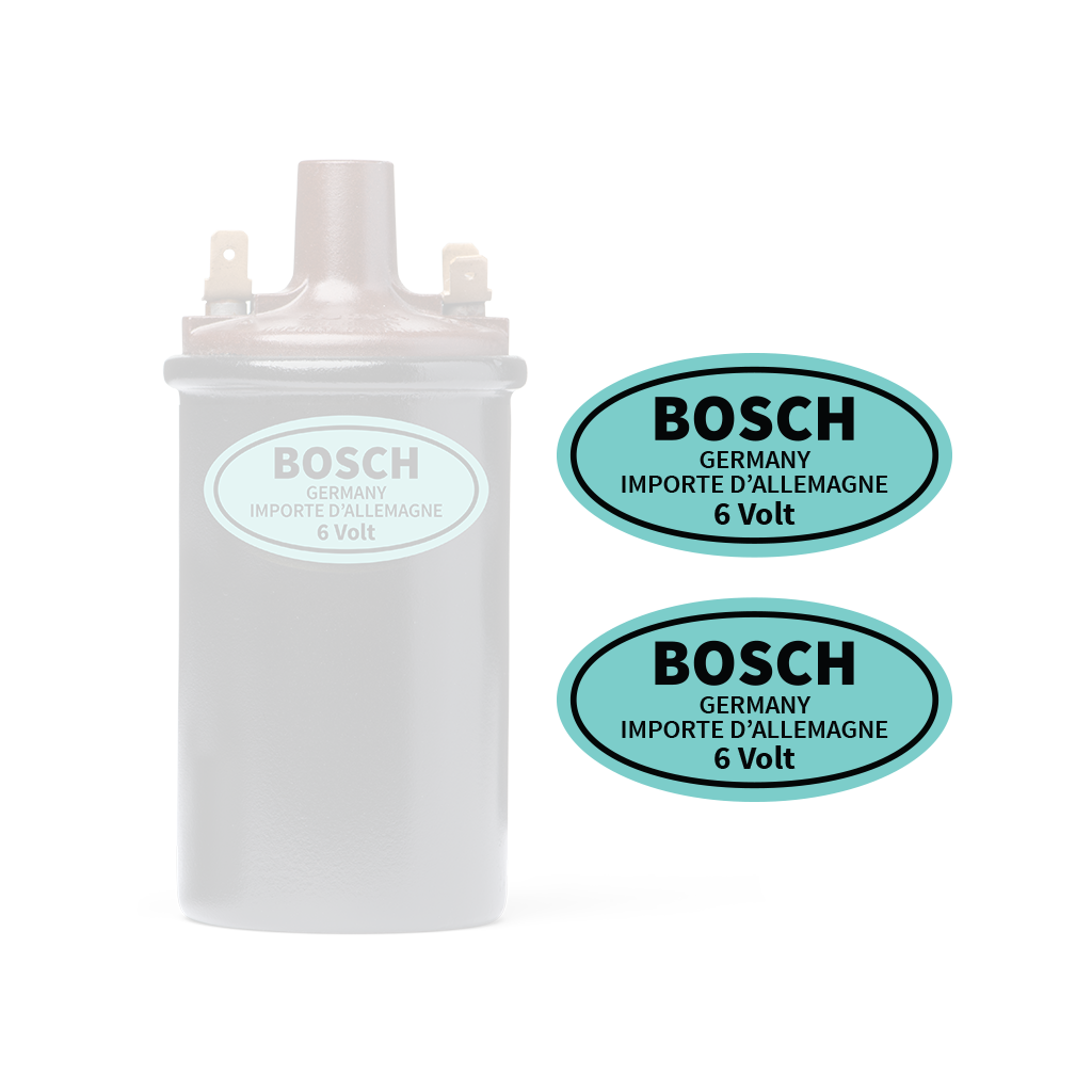 6V Bosch Coil Decal in Blue - 2 Pack — for classic Volkswagens