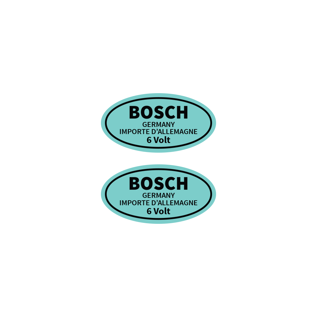 6V Bosch Coil Decal in Blue - 2 Pack — for classic Volkswagens