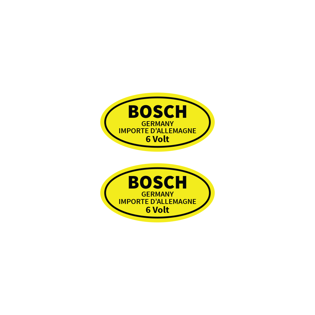 6V Bosch Coil Decal in Yellow - 2 Pack — for classic Volkswagens
