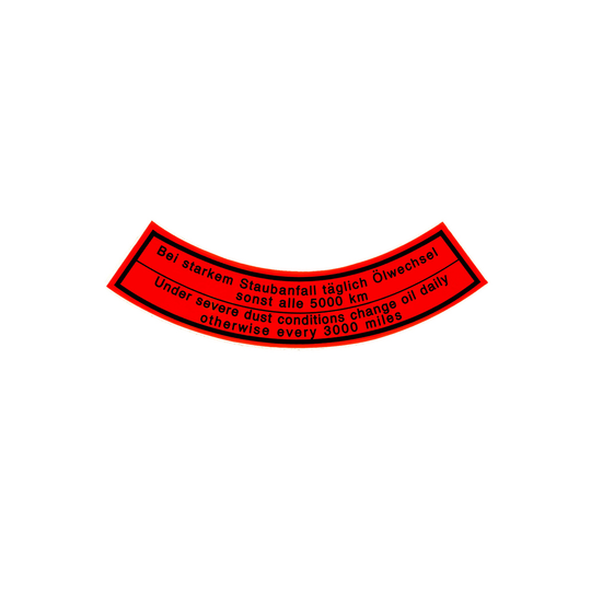Oil Bath Air Cleaner Decal — Curved — for classic Volkswagens