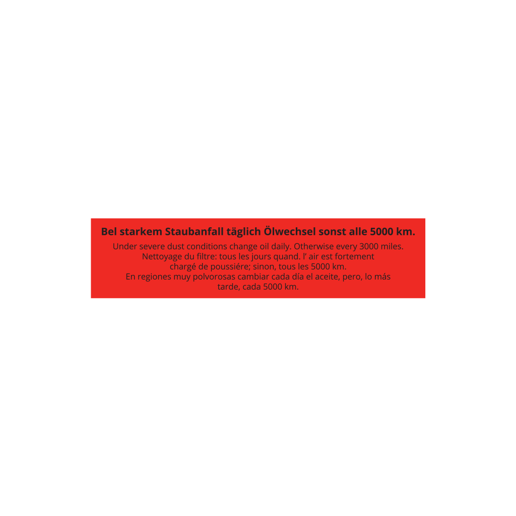 Oil Bath Air Cleaner Decal — Rectangular — for classic Volkswagens